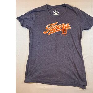 CSA Detroit Tigers MLB TShirt Women Small Heather Navy Blue Graphic Tee Majestic